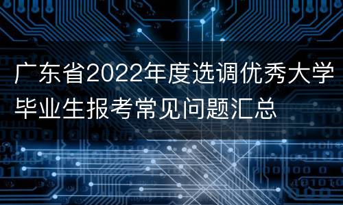 广东省2022年度选调优秀大学毕业生报考常见问题汇总