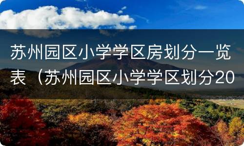 苏州园区小学学区房划分一览表（苏州园区小学学区划分2020）