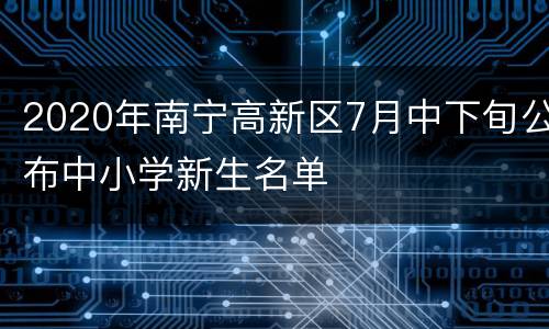 2020年南宁高新区7月中下旬公布中小学新生名单