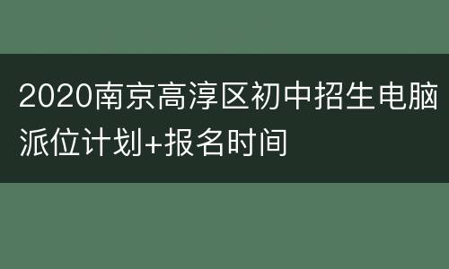 2020南京高淳区初中招生电脑派位计划+报名时间