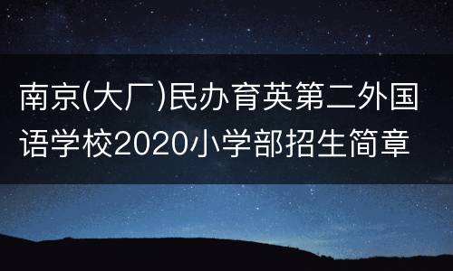 南京(大厂)民办育英第二外国语学校2020小学部招生简章