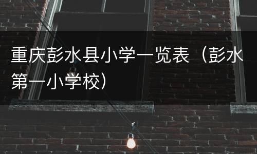 重庆彭水县小学一览表（彭水第一小学校）