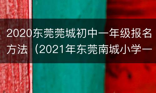 2020东莞莞城初中一年级报名方法（2021年东莞南城小学一年级报名时间）
