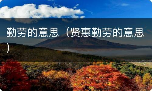 勤劳的意思（贤惠勤劳的意思）