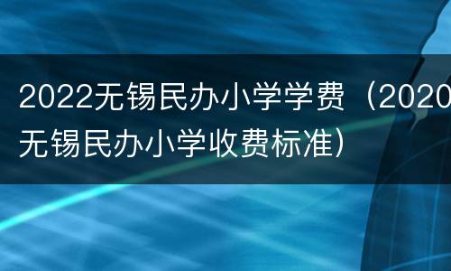2022无锡民办小学学费（2020无锡民办小学收费标准）