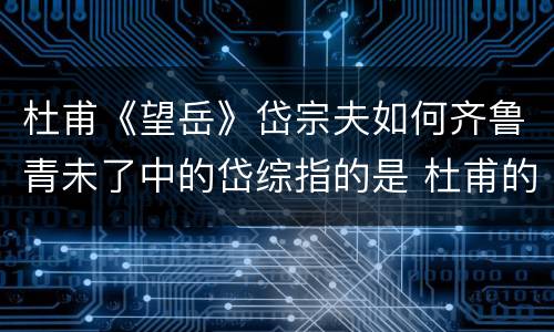 杜甫《望岳》岱宗夫如何齐鲁青未了中的岱综指的是 杜甫的望岳岱宗指的是