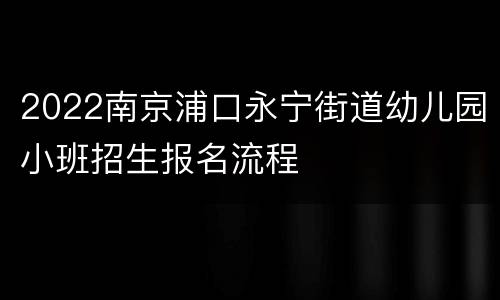 2022南京浦口永宁街道幼儿园小班招生报名流程