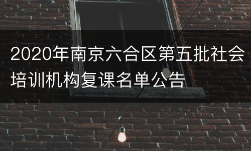 2020年南京六合区第五批社会培训机构复课名单公告
