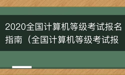 2020全国计算机等级考试报名指南（全国计算机等级考试报名程序）
