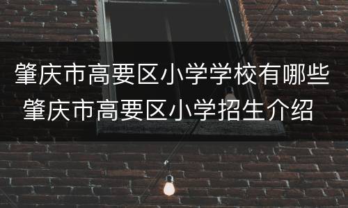 肇庆市高要区小学学校有哪些 肇庆市高要区小学招生介绍