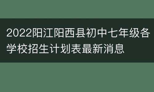 2022阳江阳西县初中七年级各学校招生计划表最新消息