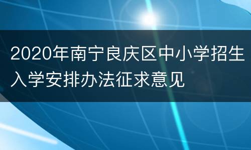 2020年南宁良庆区中小学招生入学安排办法征求意见