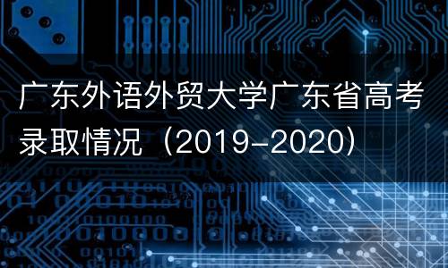 广东外语外贸大学广东省高考录取情况（2019-2020）