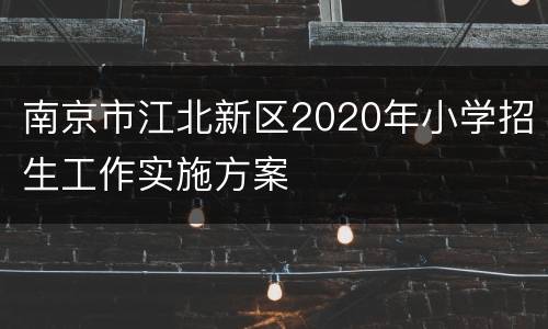 南京市江北新区2020年小学招生工作实施方案