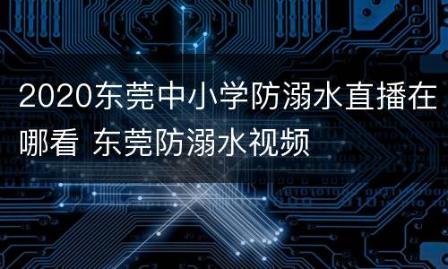 2020东莞中小学防溺水直播在哪看 东莞防溺水视频