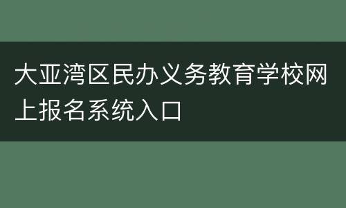 大亚湾区民办义务教育学校网上报名系统入口
