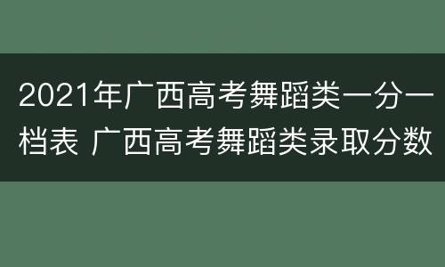 2021年广西高考舞蹈类一分一档表 广西高考舞蹈类录取分数线2020