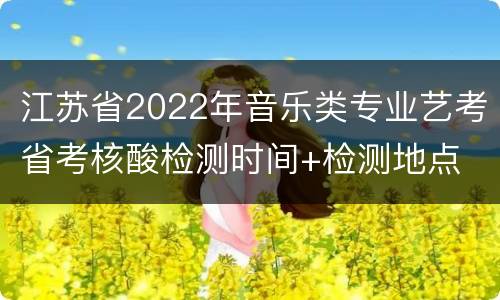 江苏省2022年音乐类专业艺考省考核酸检测时间+检测地点