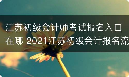 江苏初级会计师考试报名入口在哪 2021江苏初级会计报名流程