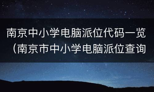 南京中小学电脑派位代码一览（南京市中小学电脑派位查询）
