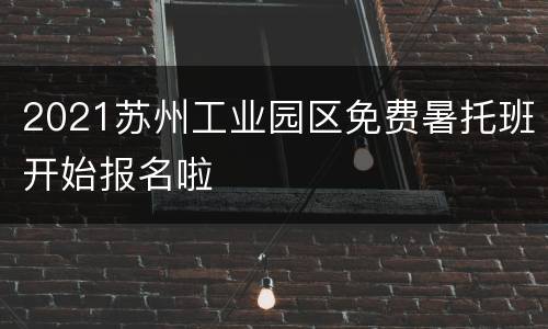 2021苏州工业园区免费暑托班开始报名啦