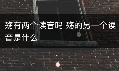 殇有两个读音吗 殇的另一个读音是什么
