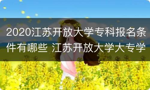 2020江苏开放大学专科报名条件有哪些 江苏开放大学大专学历有用吗
