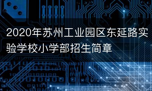 2020年苏州工业园区东延路实验学校小学部招生简章