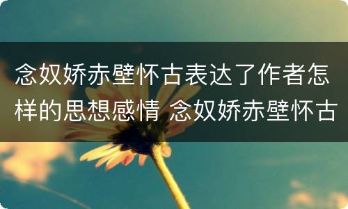 念奴娇赤壁怀古表达了作者怎样的思想感情 念奴娇赤壁怀古全诗思想感情