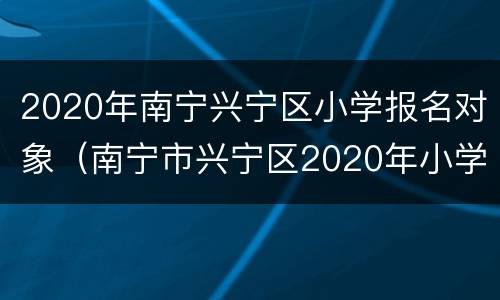 2020年南宁兴宁区小学报名对象（南宁市兴宁区2020年小学招生）