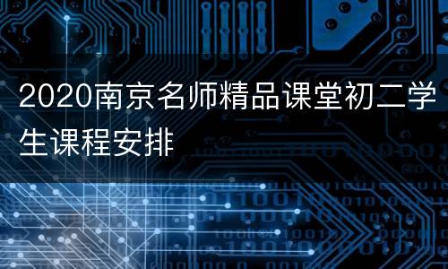 2020南京名师精品课堂初二学生课程安排