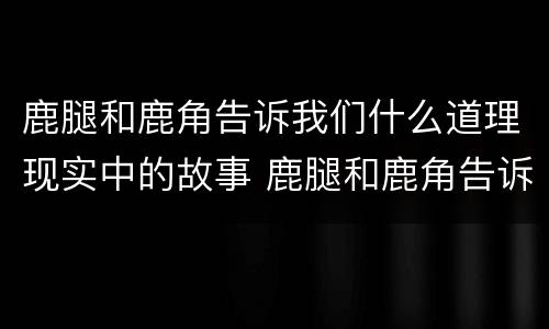 鹿腿和鹿角告诉我们什么道理现实中的故事 鹿腿和鹿角告诉我们什么道理在现实中的故事