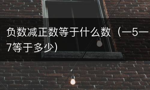 负数减正数等于什么数（一5一7等于多少）