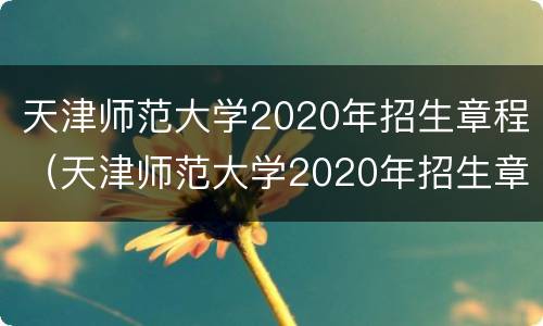 天津师范大学2020年招生章程（天津师范大学2020年招生章程详解）