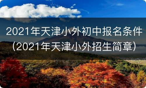 2021年天津小外初中报名条件（2021年天津小外招生简章）