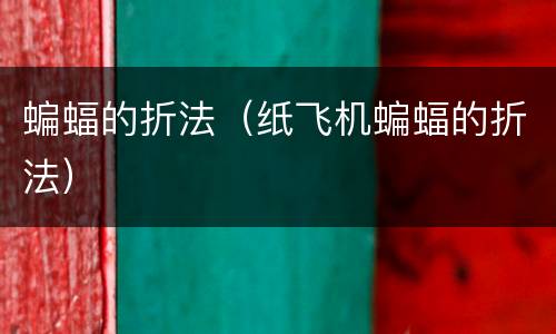 蝙蝠的折法（纸飞机蝙蝠的折法）