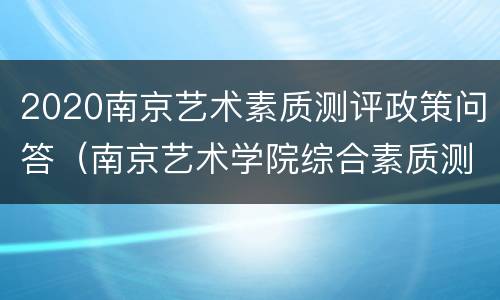 2020南京艺术素质测评政策问答（南京艺术学院综合素质测评办法）
