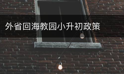 外省回海教园小升初政策