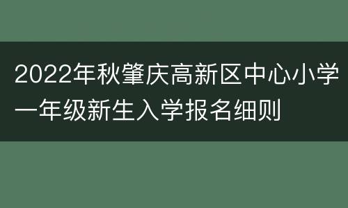 2022年秋肇庆高新区中心小学一年级新生入学报名细则