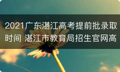 2021广东湛江高考提前批录取时间 湛江市教育局招生官网高中提前批