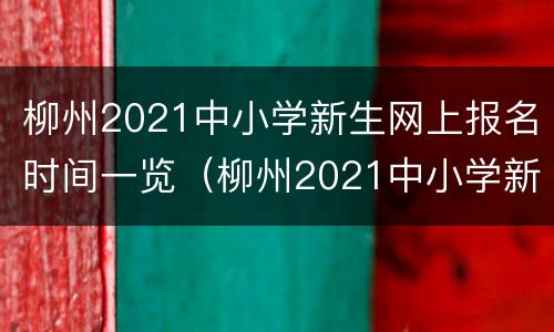 柳州2021中小学新生网上报名时间一览（柳州2021中小学新生网上报名时间一览查询）