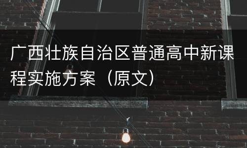 广西壮族自治区普通高中新课程实施方案（原文）