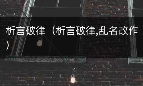 析言破律（析言破律,乱名改作）