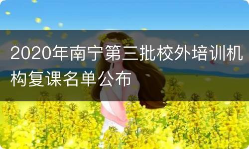 2020年南宁第三批校外培训机构复课名单公布