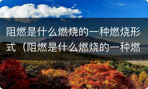 阻燃是什么燃烧的一种燃烧形式（阻燃是什么燃烧的一种燃烧形式）