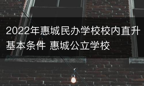 2022年惠城民办学校校内直升基本条件 惠城公立学校