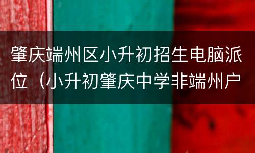 肇庆端州区小升初招生电脑派位（小升初肇庆中学非端州户口）