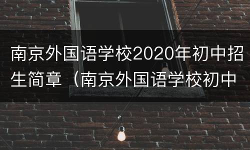 南京外国语学校2020年初中招生简章（南京外国语学校初中部招生简章）