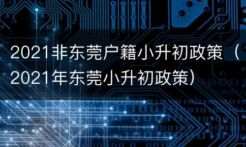 2021非东莞户籍小升初政策（2021年东莞小升初政策）