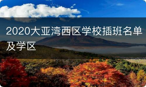 2020大亚湾西区学校插班名单及学区